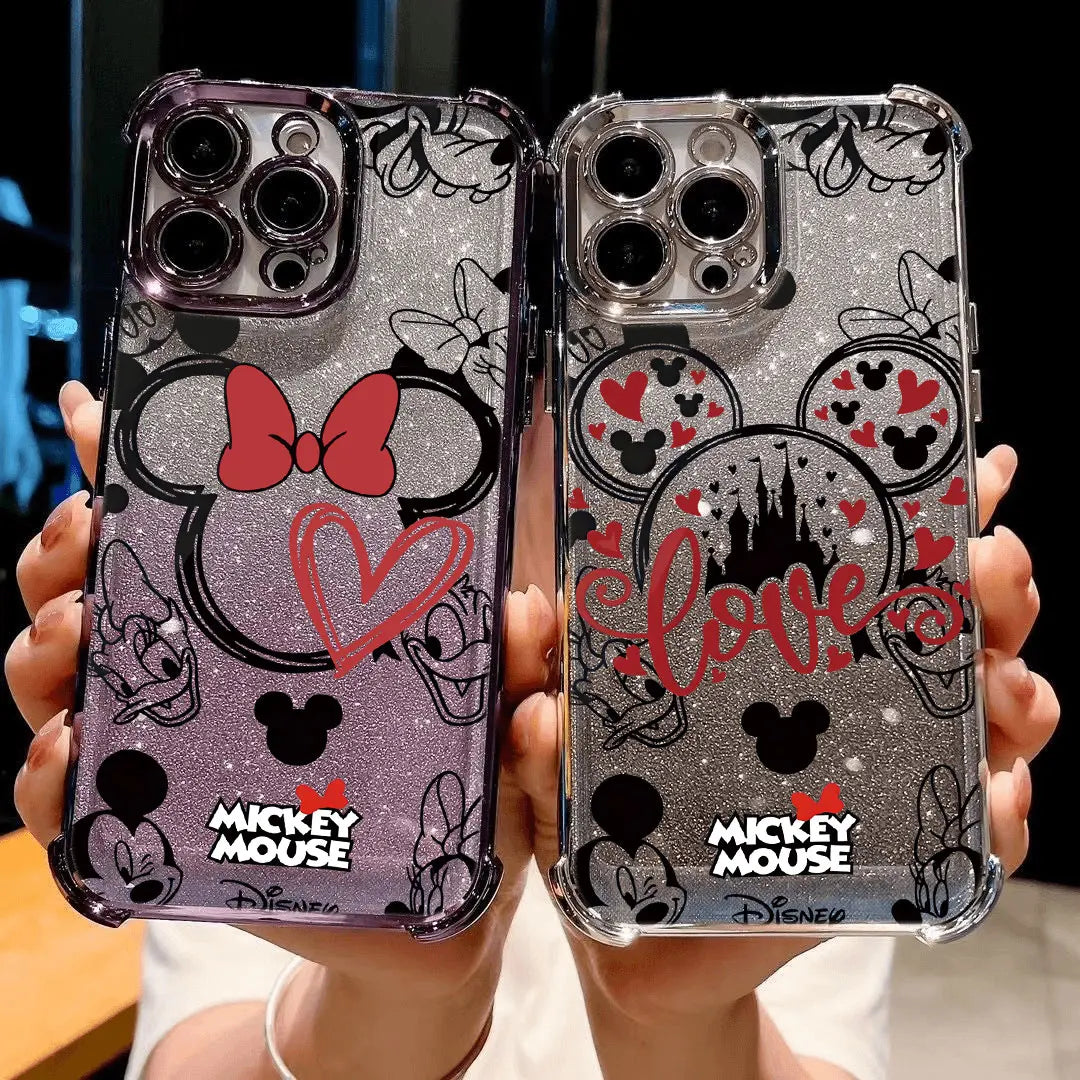 Cute Cartoon Case For iPhone 16 15 14 13 12 11 Pro Max X XR XSMax 7 8 Plus Shockproof Glitter Anti Fall Cover