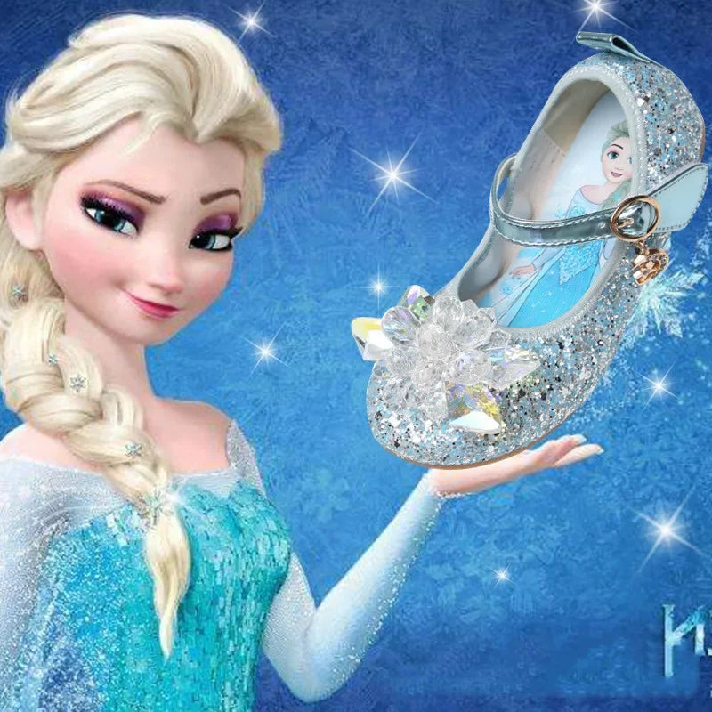 Cartoon Princess Crystal Shoes New Girls Single Shoes Frozen Aisha Sophia Rhinestones Shoes Performance Party Shoes Size 22-36