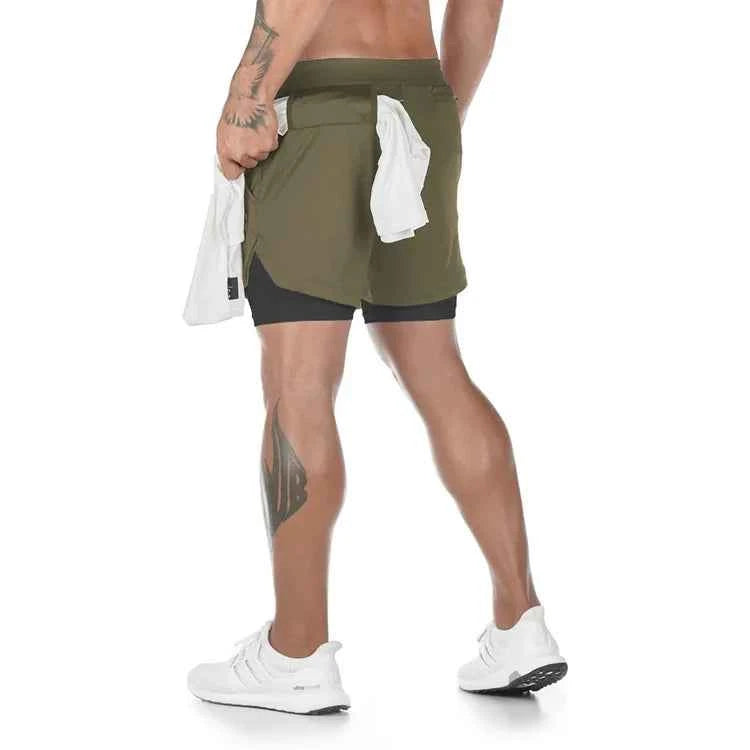 Camo Running Shorts Men Gym Sports Shorts 2 In 1 Quick Dry Workout Training Fitness Jogging Pants Summer