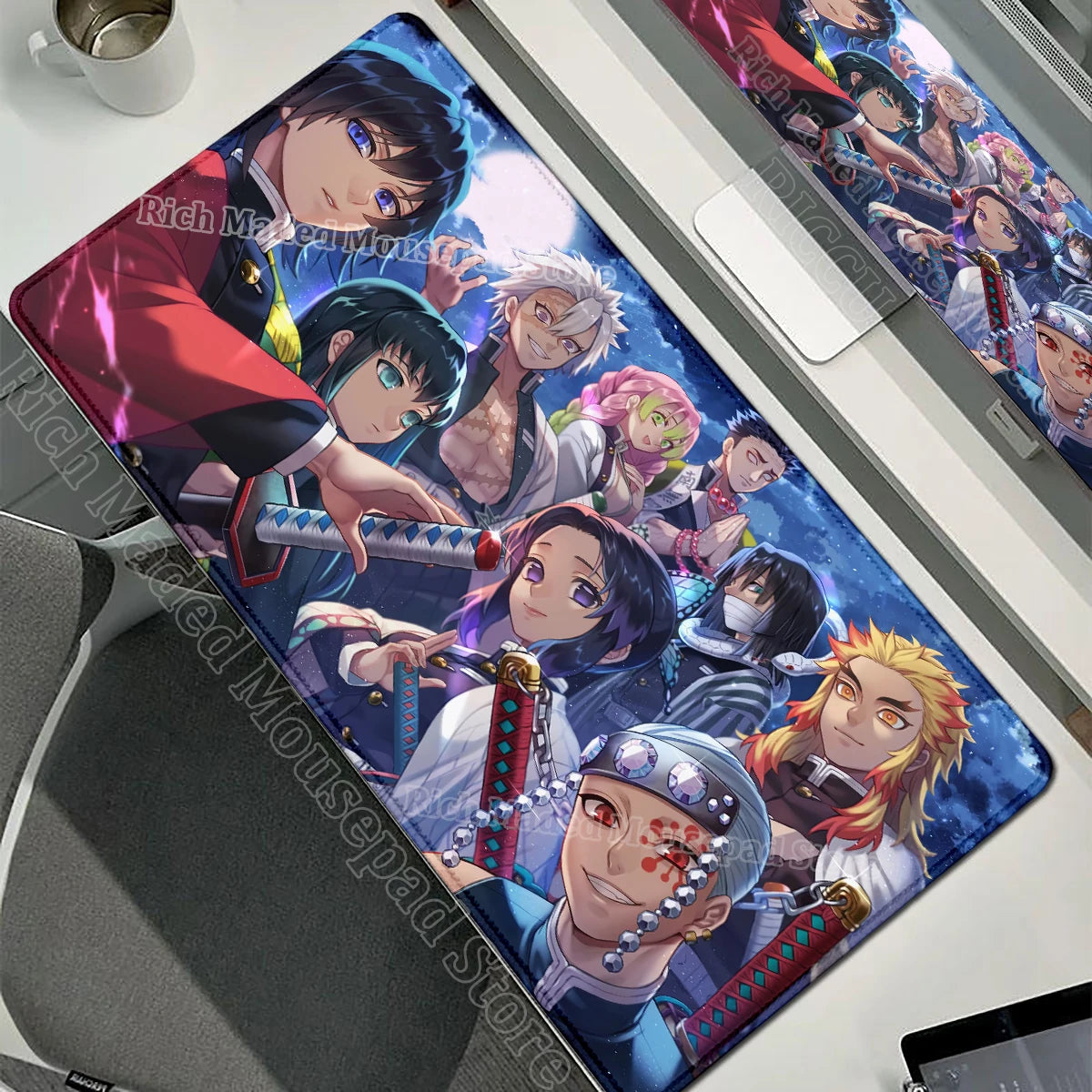 Anime Large Mouse Pad Demon Slayer Mousepad PC XXL Table Mat Office Accessories Laptop Extended Deskmat Rubber Lockedge Mousemat