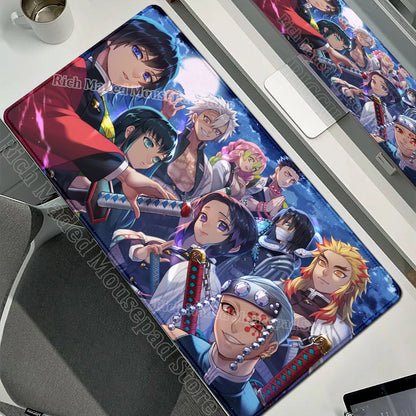 Anime Large Mouse Pad Demon Slayer Mousepad PC XXL Table Mat Office Accessories Laptop Extended Deskmat Rubber Lockedge Mousemat