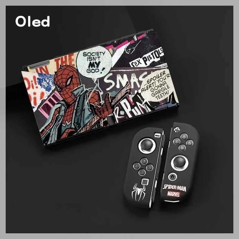Marvel Spider man Venom Spider Man Protective Cover for Switch OLED NS Joy-Con Base Shell Silicone Anti-slip Shockproof Case