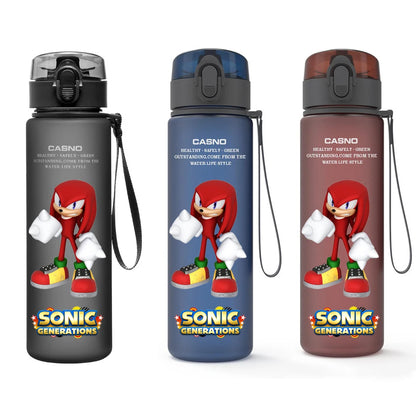 560ML Sonic Hedgehog Sports Water Bottle Portable Gym Travel Clear Leakproof Drinking Bottle Frosted Water Cup Gift for Friends