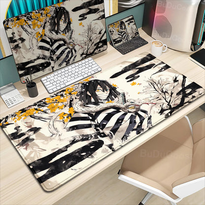 XXL Anime Demon Slayer Kochou Shinobu Mousepad Computer Gamer Lock Edge Table Pad Large Keyboard Mouse Pad Natural Rubber Carpet