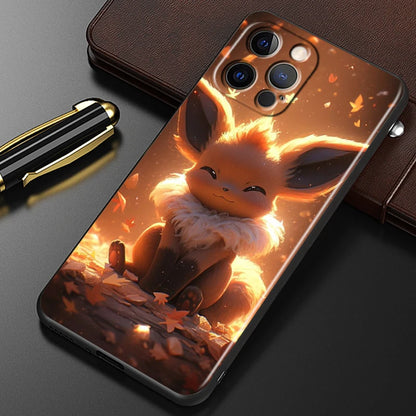 Trend Cartoon Cute Pokemon For iPhone 15 14 13 12 11 XS XR X 8 7 SE Pro Max Plus Mini Black Back Phone Case