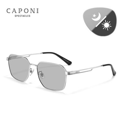 CAPONI Polarized Sunglasses Men Outdoor Brand Design Black Sun Glasses Driving UV400 Protect Photochromic Gray Glasses BS24708