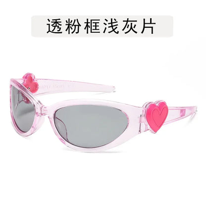 Retro Y2K Style Oval Sunglasses Women Fashion Heart Frame Sports Goggles Popular Cat Eye Party Sun Glasses Ladies Gafas De Sol - ST Superstore