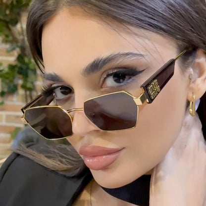 New Fashion Polygon Sunglasses Trend Personality Sunglasses Wear With Travel Glasses 98104