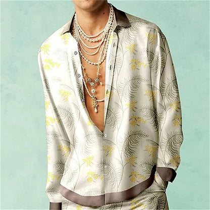 Casual Minimalist Design Long Sleeve Shirts Autumn Fashion Printed Pattern men's Shirt Street Retro Harajuku men's Clothing Tops