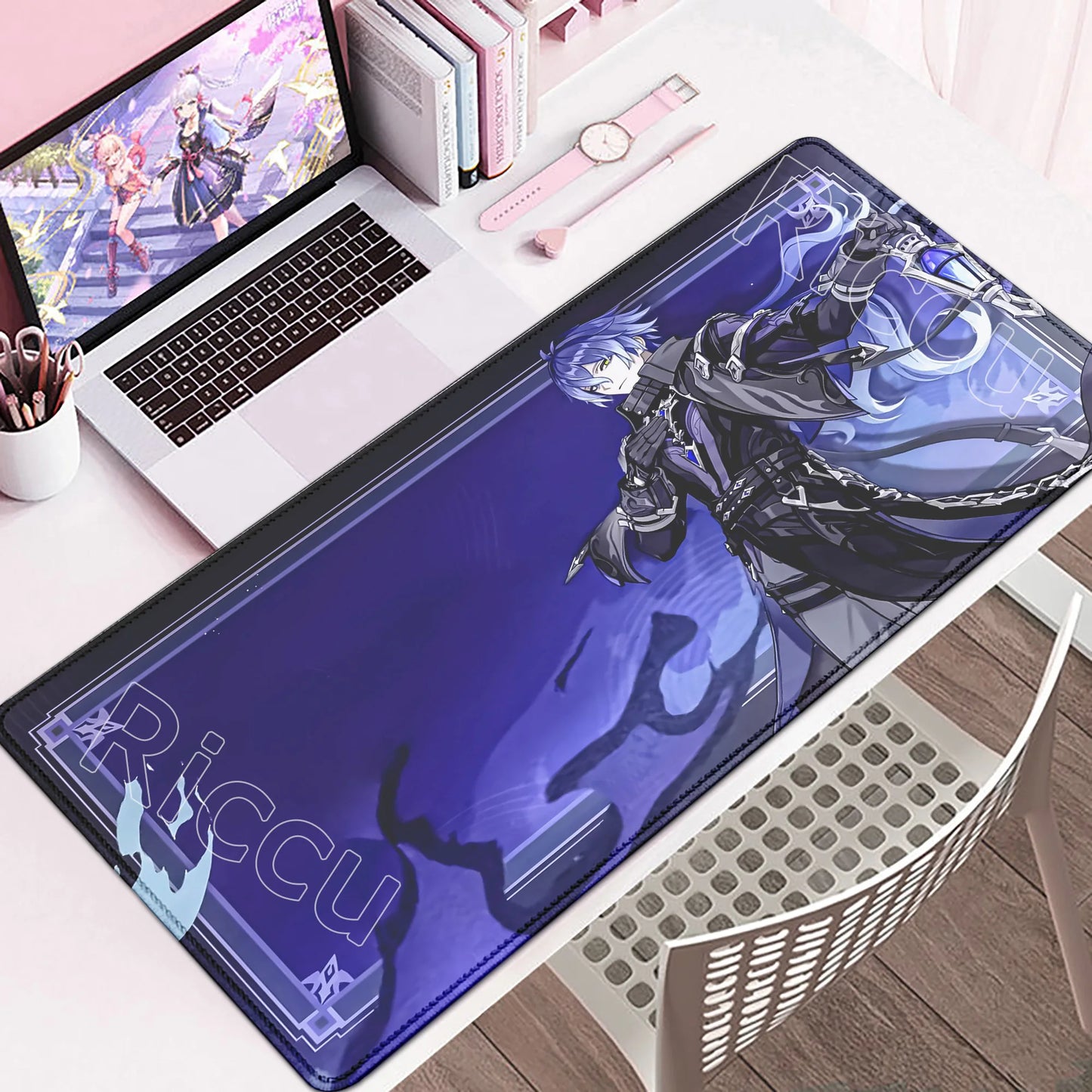 New Cool Wallpaper Genshin Impact Flins Mousepads Computer Gaming Lock Edge Laptop PC Desk Mat Natural Rubber Keyboard Mouse Pad