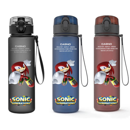 560ML Sonic Hedgehog Sports Water Bottle Portable Gym Travel Clear Leakproof Drinking Bottle Frosted Water Cup Gift for Friends