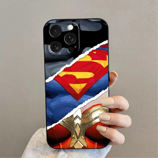 Super-mans B-Batmans Logo For iPhone 15 14 13 12 11 XS XR X 8 7 SE Pro Max Plus Mini Black Soft Phone Case
