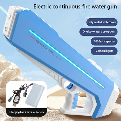 Electric Water Gun Toy With LED Light Powerful Automatic Water Pistol Continuous Shooting Pool Beach Outdoor Toys For Boys Adult