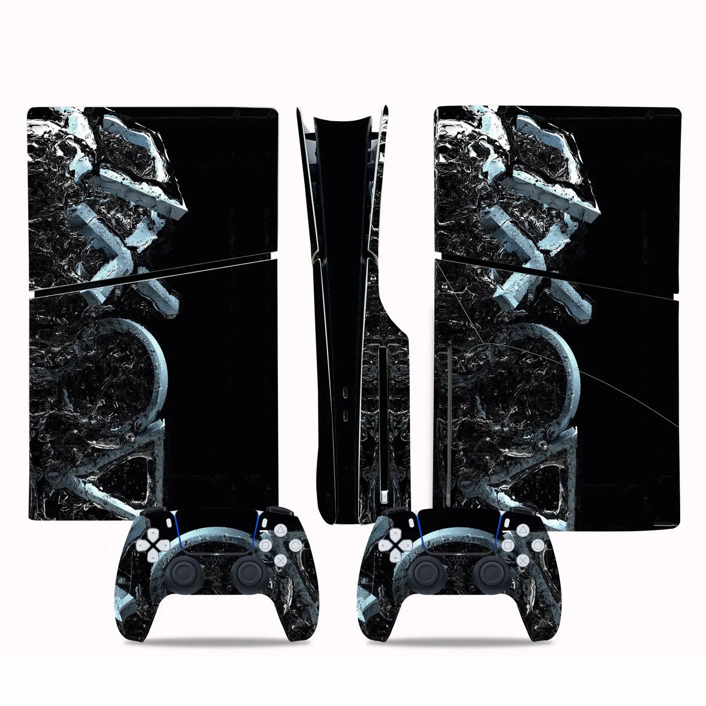 For PS5 Slim Disc Edition Console and 2 Controllers Geometry Design Skin PS5 Slim Disc Sticker Protective Decal Cover Full Set