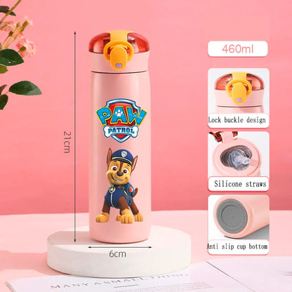PAW Patrol 460ml Thermal Cup Bouncing Childrens Straw Cup Portable Outdoor Sports Water Cup Drinking Stainless Steel Bottle