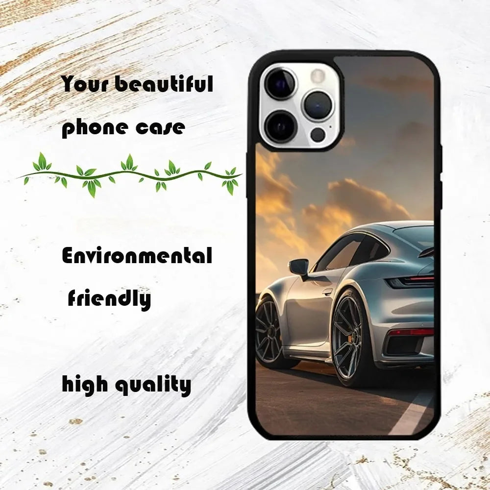 Sports GT3-RS Supercar-911 Phone Case For iPhone 16 15 14 13 12 11 Pro Max Plus Mini PC Fashion mirror phone case