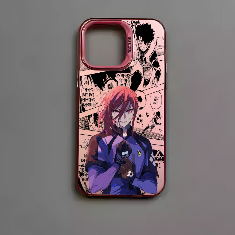 B-BLUE LOCKS H-Hyoma Chigiri Phone Case For IPhone 16 15 14 13 12 11 Pro Max Black Matte Multicolor Laser Metallic Aurora Funda