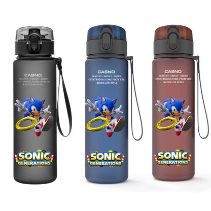 560ML Sonic Hedgehog Sports Water Bottle Portable Gym Travel Clear Leakproof Drinking Bottle Frosted Water Cup Gift for Friends