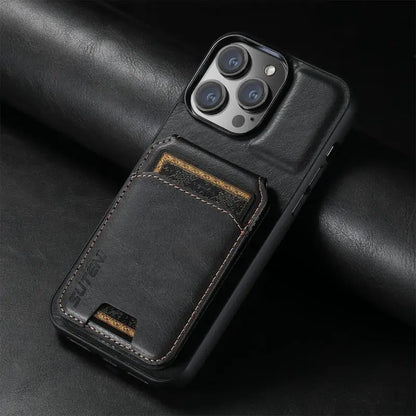 Leather Wallet Card Slots Pocket Phone Case For iPhone 16 15 14 13 12 11 Pro XS Max Plus X XR Invisible Holder Shockproof Cover