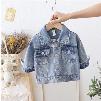 Fashion Cartoon Denim Jacket For Girls Coat Spring Autumn Childrens Outerwear Kids Casual Jackets Costume 2-7 Years