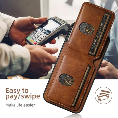 Leather Wallet Card Slots Pocket Phone Case For iPhone 16 15 14 13 12 11 Pro XS Max Plus X XR Invisible Holder Shockproof Cover