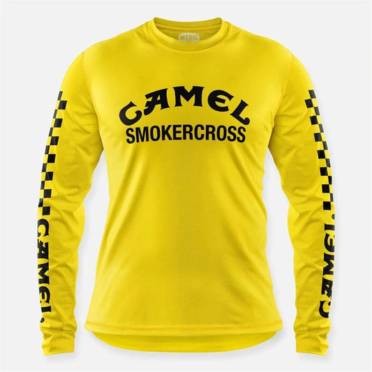 Retro Camel WEBIG Motorcycle Jersey Team Bicycle Downhill MTB Yellow Clothes Ciclismo Cycling Long Sleeve Motocross Bmx T-Shirt