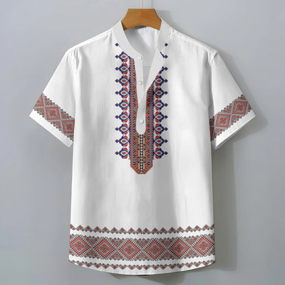 Retro Ethnic Style Short Sleeve Shirt Men's Clothing Casual Fashionable Clothing Comfortable Loose Oversized Summer Tops