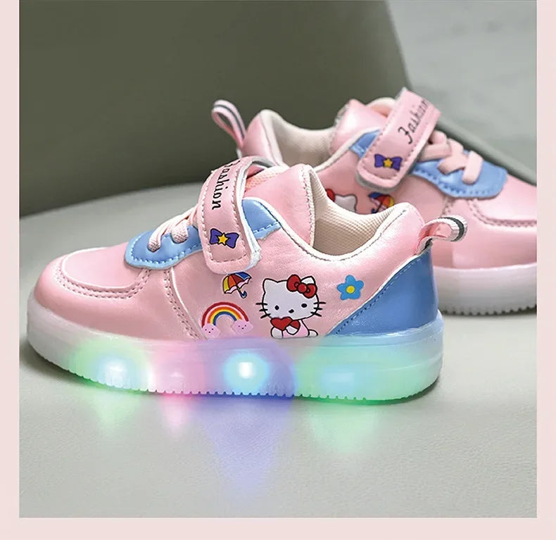 LED Kids Shoes for Girls Cute Cartoon Shoes Baby Girl Kawaii Canvas Shoes Soft Bottom Sneakers Casual Shoes