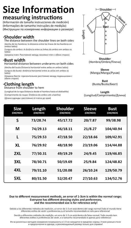 Men's Hawaiian Shirt Summer Lapel Plaid Printed Shirt for Men Casual Fashion Short Sleeve T-Shirt Retro Funny Male Clothes