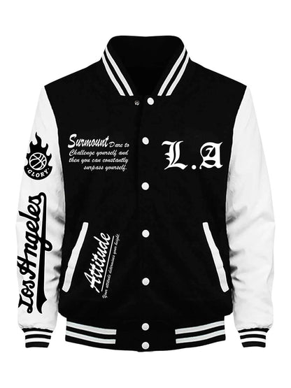 Your Attitude Deternires Your Reight Prints Baseball Jacket Men Casual Loose Top Autumn Fleece Clothing American Hip Hop Coat