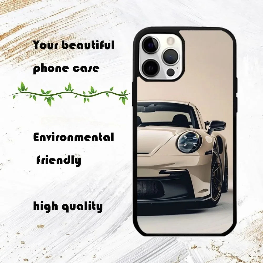 Sports GT3-RS Supercar-911 Phone Case For iPhone 16 15 14 13 12 11 Pro Max Plus Mini PC Fashion mirror phone case