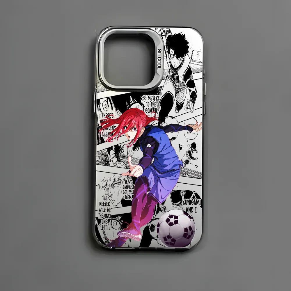 B-BLUE LOCKS H-Hyoma Chigiri Phone Case For IPhone 16 15 14 13 12 11 Pro Max Black Matte Multicolor Laser Metallic Aurora Funda