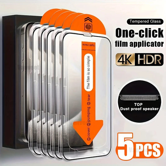 Tempered Glass Screen Protector For iPhone 16 15 14 13 12 11 Pro Max 16e Protective Film iPhone16 Pro Max XR X XS Max 7 8 16Plus