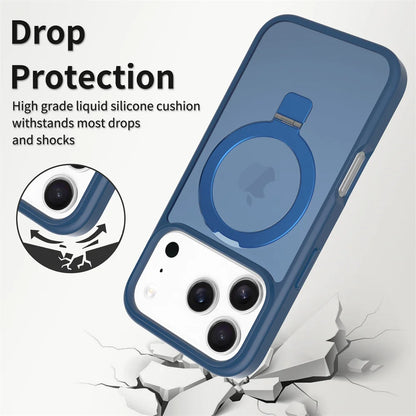 Luxury For Magsafe Fold Stand Magnetic Phone Case For iPhone 17 Air 16 15 Pro Max 16E 14 Plus 13 12 Frosted Translucent Cover
