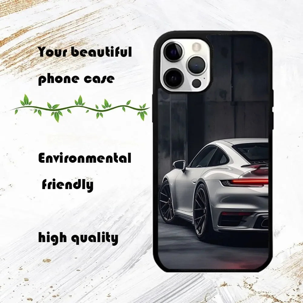 Sports GT3-RS Supercar-911 Phone Case For iPhone 16 15 14 13 12 11 Pro Max Plus Mini PC Fashion mirror phone case