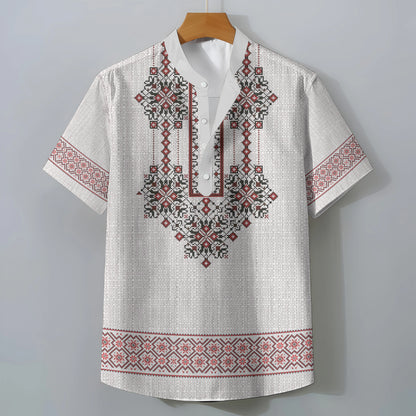 Retro Ethnic Style Short Sleeve Shirt Men's Clothing Casual Fashionable Clothing Comfortable Loose Oversized Summer Tops