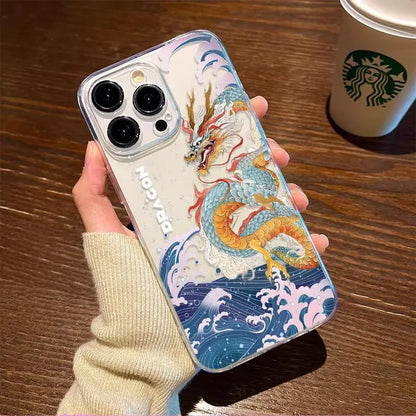 Case For iphone 13 Pro Max 11 14 15 12 Mini 6s 6 7 8 Plus X XS XR cover Chinese Dragon Soft Silicone Couqe