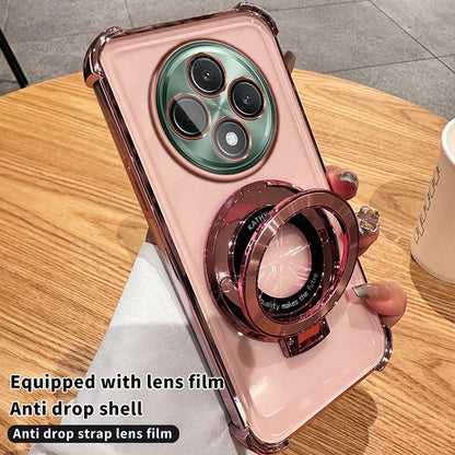 Circular Bracket Four Corner Anti-Shock Plating Case For Oppo Reno 12 Fs 11 F 10 Pro 8t 4g 5g 7 6 Lite 5 K Cover Reno12 12f 11f