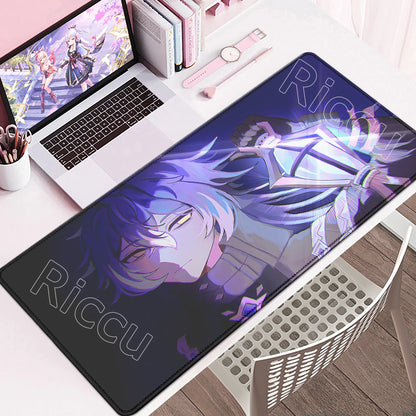 New Cool Wallpaper Genshin Impact Flins Mousepads Computer Gaming Lock Edge Laptop PC Desk Mat Natural Rubber Keyboard Mouse Pad