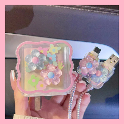 For iPhone Cute Charger Cable Protector Cover For iPhone 16 15 14 13 Pro Max 18W 20W Charger Head Case Cable Cord Winder Protect - ST Superstore