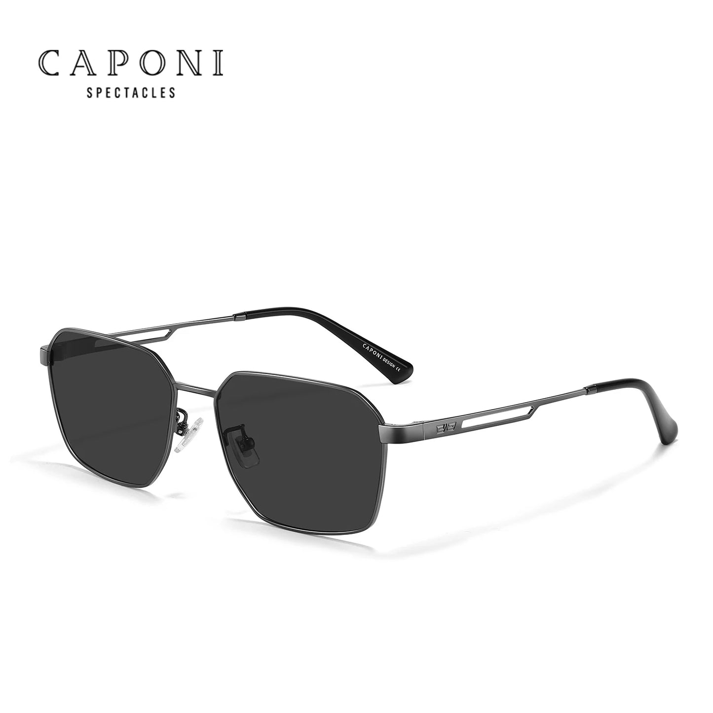 CAPONI Polarized Sunglasses Men Outdoor Brand Design Black Sun Glasses Driving UV400 Protect Photochromic Gray Glasses BS24708