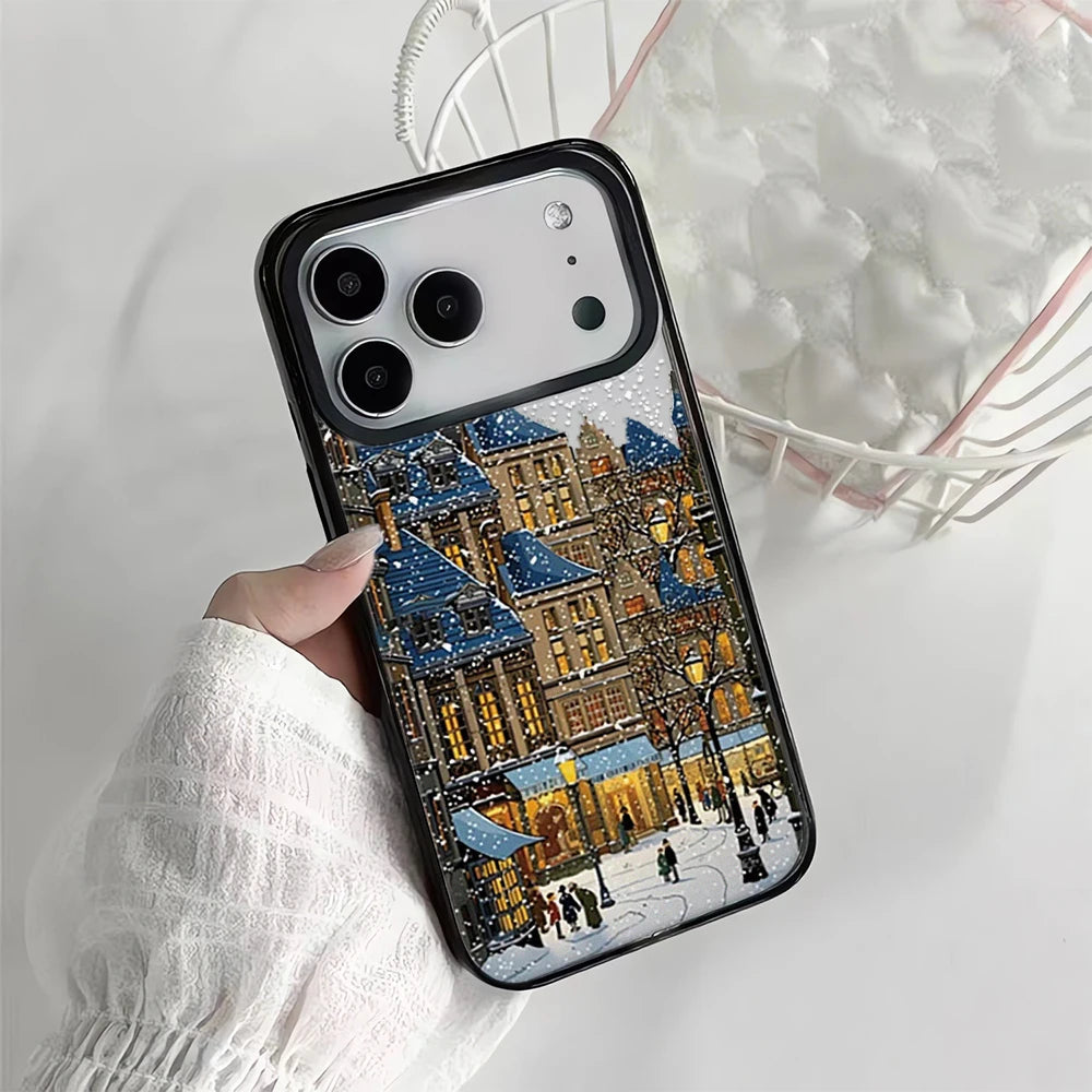 Snow View House Landscape Phone Case For iPhone 17 Air 16 15 14 13 12 11 Pro Max 17 Pro Shockproof Hard Cover Fundas