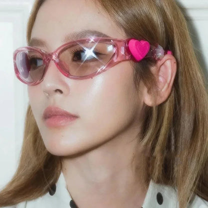 Retro Y2K Style Oval Sunglasses Women Fashion Heart Frame Sports Goggles Popular Cat Eye Party Sun Glasses Ladies Gafas De Sol - ST Superstore