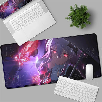 Kawaii Girl Evernight March 7th Mouse Pad Honkai Star Rail Gaming Anime Mousepad Non-slip Desk Mat Large Protector Keyboard Pads