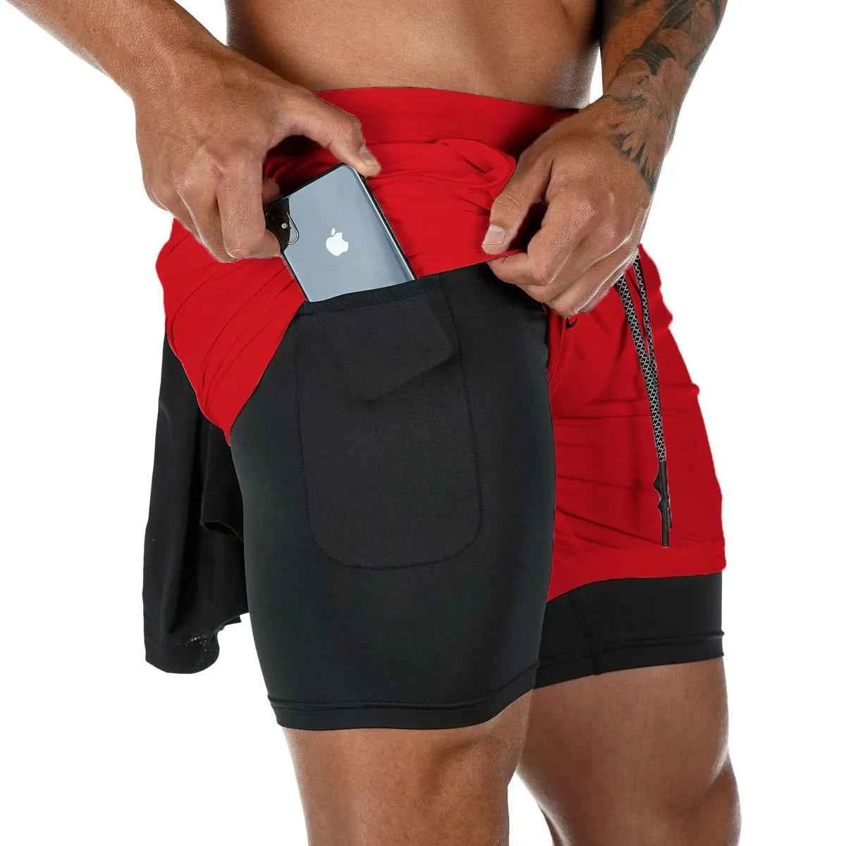 Camo Running Shorts Men Gym Sports Shorts 2 In 1 Quick Dry Workout Training Fitness Jogging Pants Summer