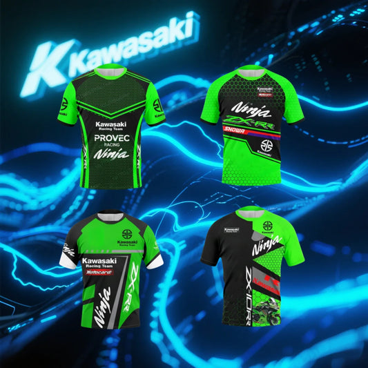 2025 New Kawasaki Motorcycle T-Shirt New Kawasaki T-Shirt Summer Riding T-Shirt Sunscreen Fast Drying Sweat Absorbing T-shirt
