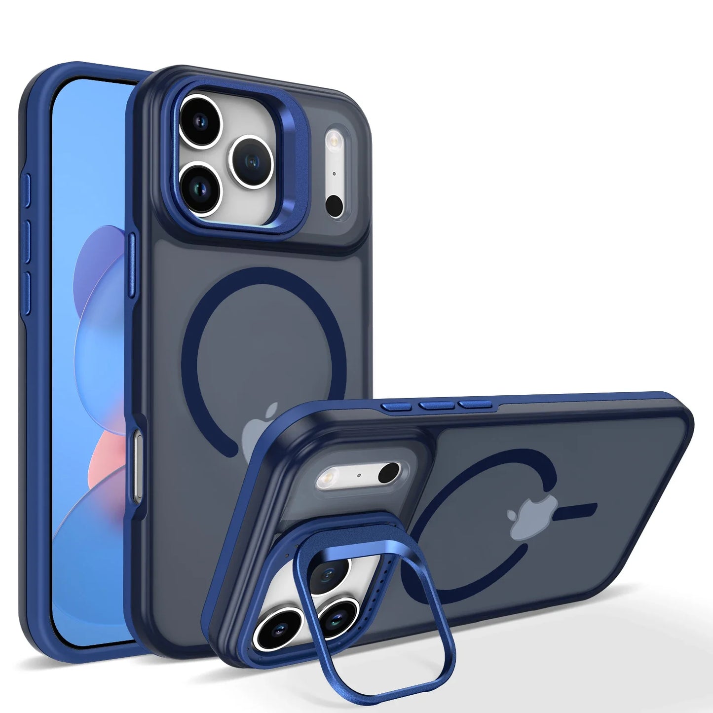 Luxury Matte Clear With Holder Shockproof Magnetic Magsafe Phone Case for IPhone 17 16 15 14 Plus 13 12 Pro Max 17Air 16e Cover