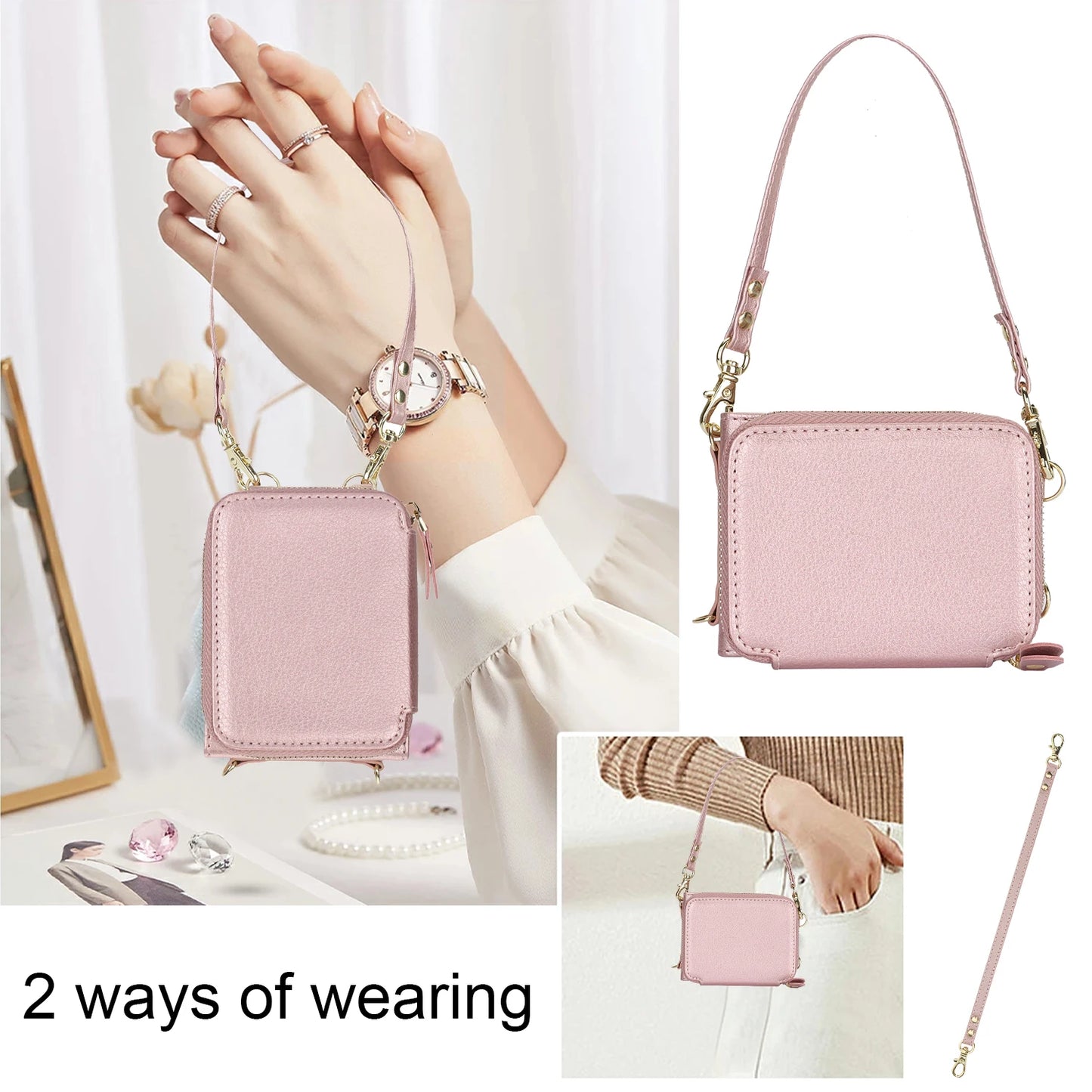 Crossbody Zipper Cards Solt Wallet Leather Case for Motorola Razr 50 Ultra Razr50 40 Long Lanyard Bag RFID Multifunctional Cover