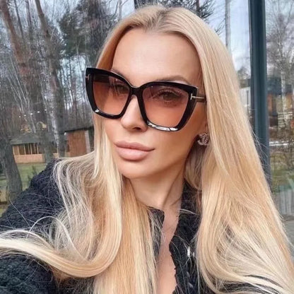 Brand Designer Cat Eye Sunglasses W omen Vintage 2025 High Quality Sun Glasses Fashion Big Frame Cool Sexy Female Oculos