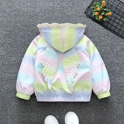 Spring Baby Girls Thin Jacket Korean Gradient Color Toddler Kids Jacket For Girls Coats Autumn Children Girls Hooded Trench Coat
